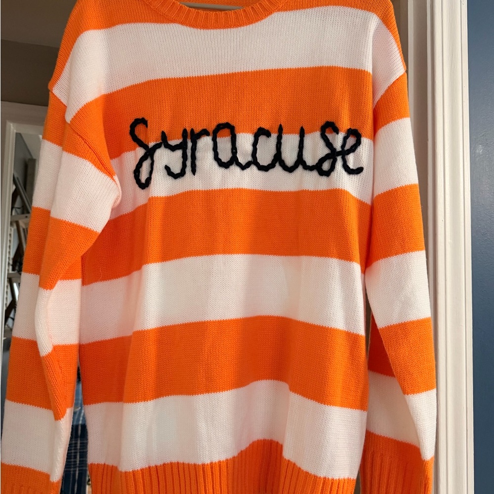 Striped Orange and White 'Syracuse' Knit Sweater
